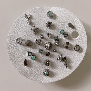 NWT Free People Assorted Silver and Turquoise Boho Stud Earrings